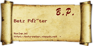 Betz Péter névjegykártya